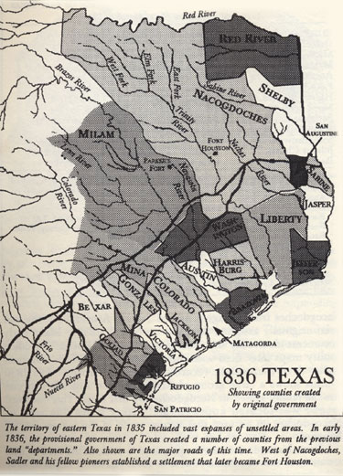 Map of 1836 Texas