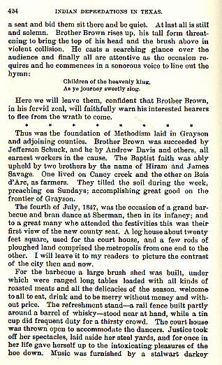 First Camp Meeting in Grayson County story from the book Indian Depredations in Texas by J. W. Wilbarger