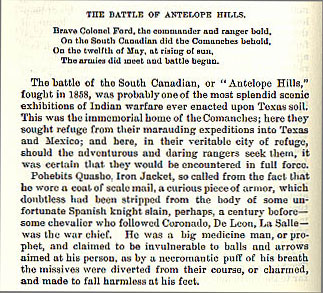 Battle of Antelope Hills story from the book Indian Depredations in Texas by J. W. Wilbarger