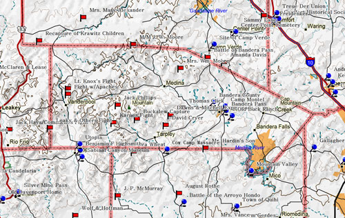 Map of Bandera County Historic Sites