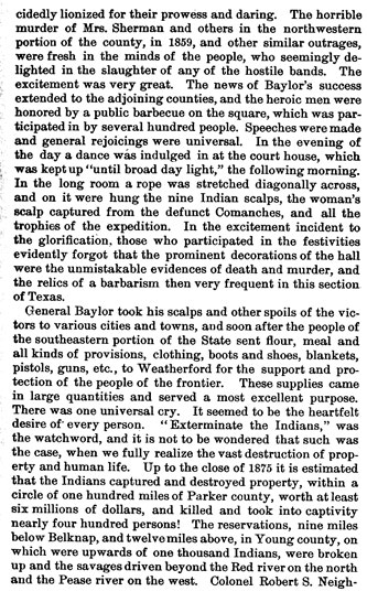 General Baylor's Fight on Paint Creek story from the book Indian Depredations in Texas by J. W. Wilbarger