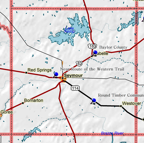 Map of Baylor County Historic Sites