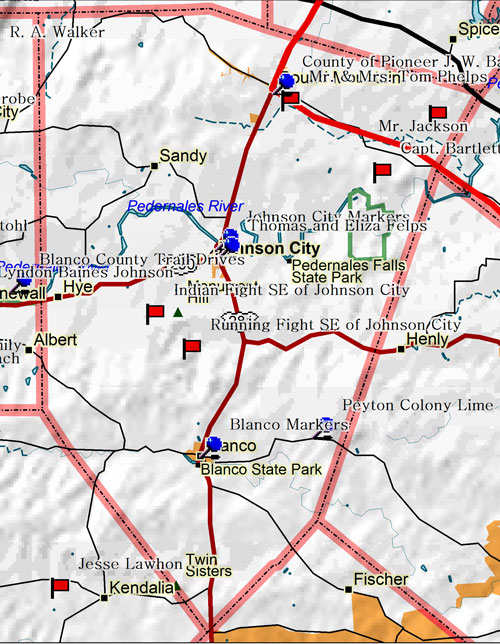 Map of Blanco County Historic Sites