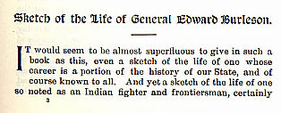 Sketch of the Life of General Edward Burleson story from the book Indian Depredations in Texas by J. W. Wilbarger