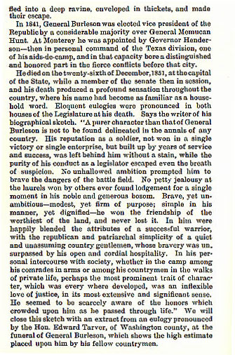 Sketch of the Life of General Edward Burleson story from the book Indian Depredations in Texas by J. W. Wilbarger