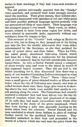 Caranchua Indians story from the book Indian Depredations in Texas by J. W. Wilbarger