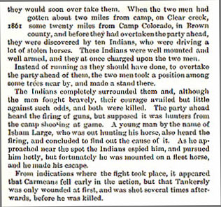 Carmeans and Tankersly story from the book Indian Depredations in Texas by J. W. Wilbarger