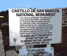 Sign at Castillo de San Marcos