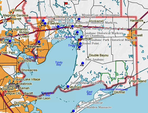 Map of Chambers County Historic Sites