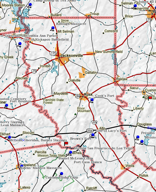 Map of Cherokee County Historic Sites
