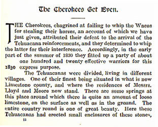 Cherokees Get Even story from the book Indian Depredations in Texas by J. W. Wilbarger