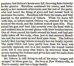 Claiborne Osborn story from the book Indian Depredations in Texas by J. W. Wilbarger