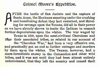 Colonel Moore's Expedition story from the book Indian Depredations in Texas by J. W. Wilbarger