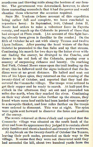 Colonel Moore's Expedition story from the book Indian Depredations in Texas by J. W. Wilbarger