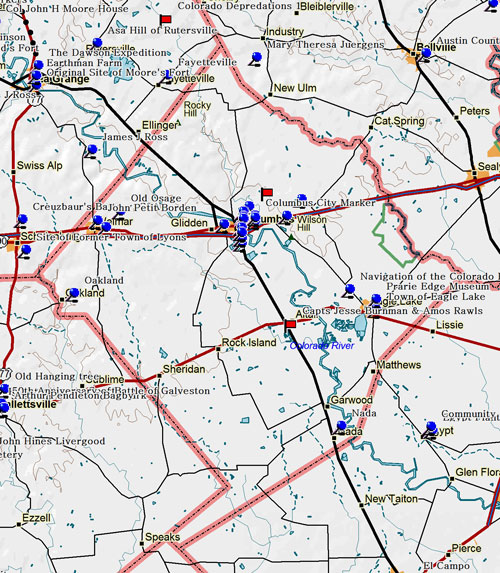 Map of Colorado County Historic Sites