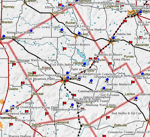 Map of Comanche County Historic Sites