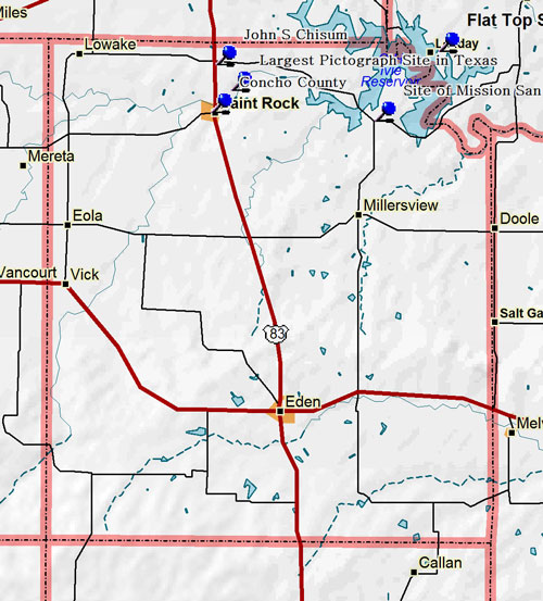 Map of Concho County Historic Sites