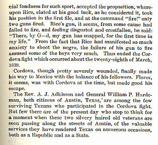 Cordova Fight story from the book Indian Depredations in Texas by J. W. Wilbarger