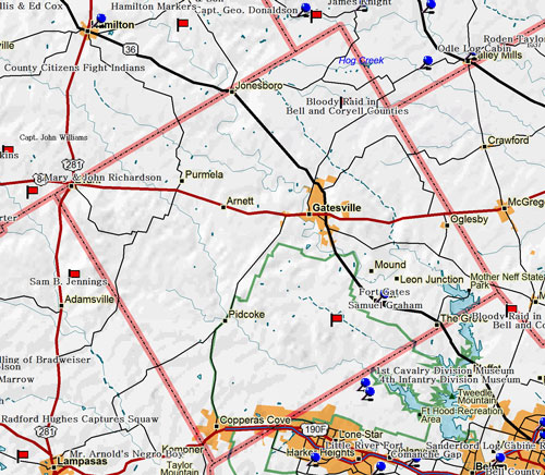 Map of Coryell County Historic Sites