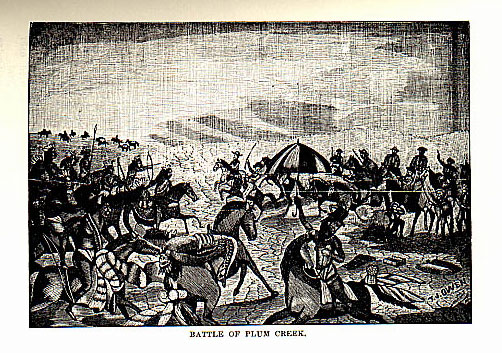 Battle of Plum Creek picture from the Council House Fight in San Antonio story from the book Indian Depredations in Texas by J. W. Wilbarger