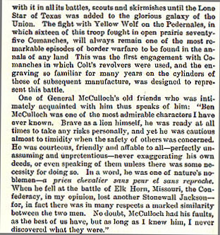 Captain Ben McCulloch story from the book Indian Depredations in Texas by J. W. Wilbarger