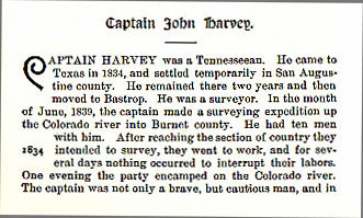 Captain John Harvey story from the book Indian Depredations in Texas by J. W. Wilbarger