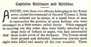 Captains Robinson and Robbins story from the book Indian Depredations in Texas by J. W. Wilbarger