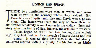 Crouch and Davis story from the book Indian Depredations in Texas by J. W. Wilbarger