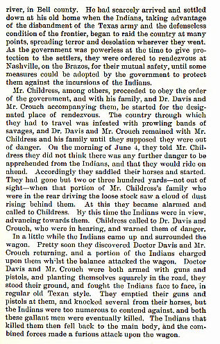 Crouch and Davis story from the book Indian Depredations in Texas by J. W. Wilbarger