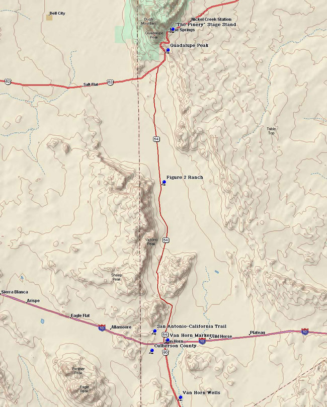 Map of Culberson County Historic Sites