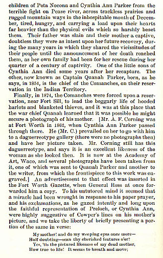 Cynthia Ann Parker - Quanah Parker story from the book Indian Depredations in Texas by J. W. Wilbarger