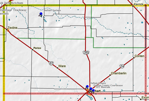 Map of Dallam County Historic Sites