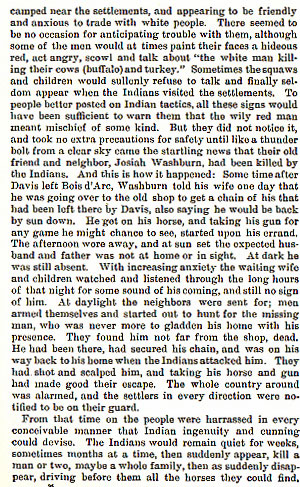 Settlement of the Dugan Family in Grayson County - Murder of Josiah Washburn story from the book Indian Depredations in Texas by J. W. Wilbarger