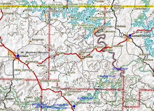 Map of Eastern NW Arkansas Historical Sites