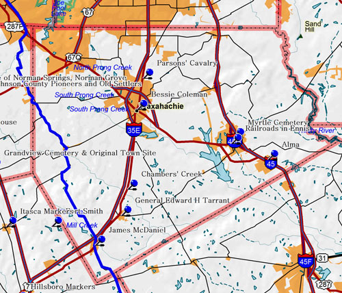 Map of Ellis County Historic Sites