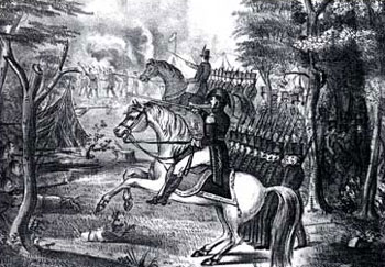 Picture of Arthur St. Clair battling Indians near Fort Wayne, Ohio, 4 November 1791