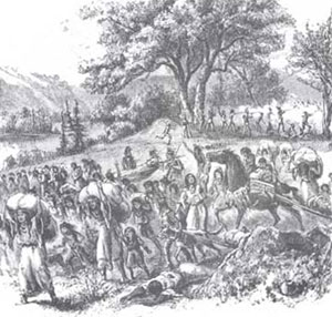 Picture of Fleeing Bands of Saux and Fox Indians at the Battle of Bad Axe