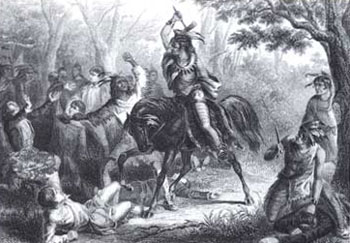 Picture of Tecumseh saving prisoners during the Northwest Indian War