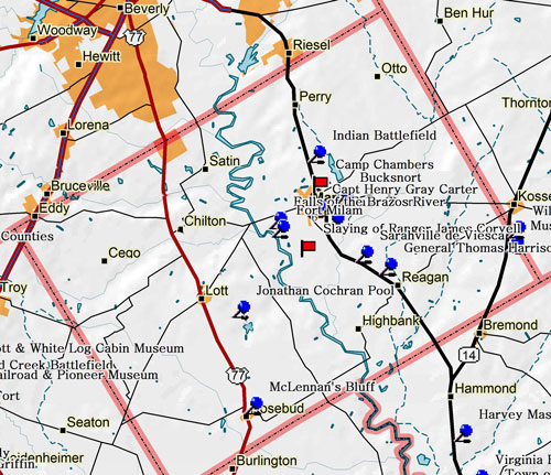 Map of Falls County Historic Sites