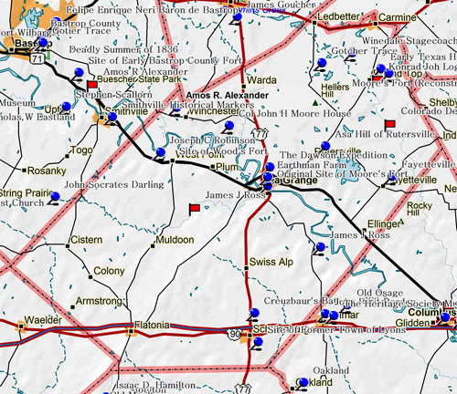 Map of Fayette County Historic Sites