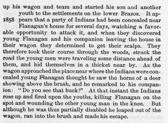 The Flanagans story from the book Indian Depredations in Texas by J. W. Wilbarger