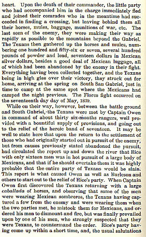 The Flores Fight story from the book Indian Depredations in Texas by J. W. Wilbarger