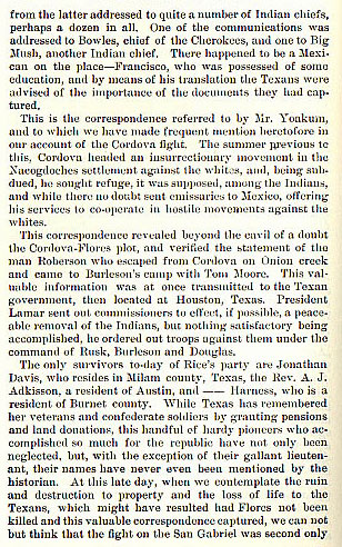 The Flores Fight story from the book Indian Depredations in Texas by J. W. Wilbarger