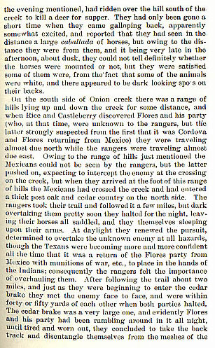 The Flores Fight story from the book Indian Depredations in Texas by J. W. Wilbarger