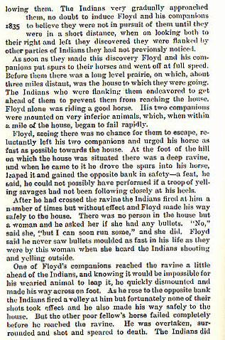 J. Floyd story from the book Indian Depredations in Texas by J. W. Wilbarger