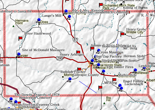 Map of Gillespie County Historic Sites