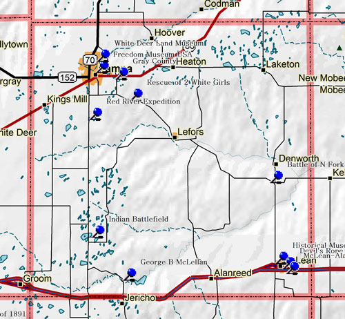 Map of Gray County Historic Sites