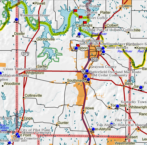 Map of Grayson County Historic Sites