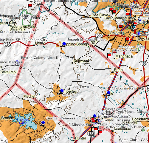 Map of Hays County Historic Sites