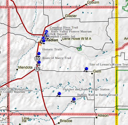 Map of Hemphill County Historic Sites